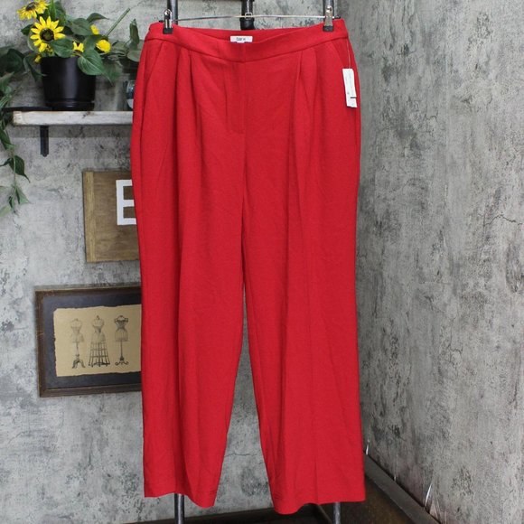 NWT Bar III Plus Size Textured Crepe Wide-Leg Pants 10853263 14W Morello Cherry - Picture 2 of 6